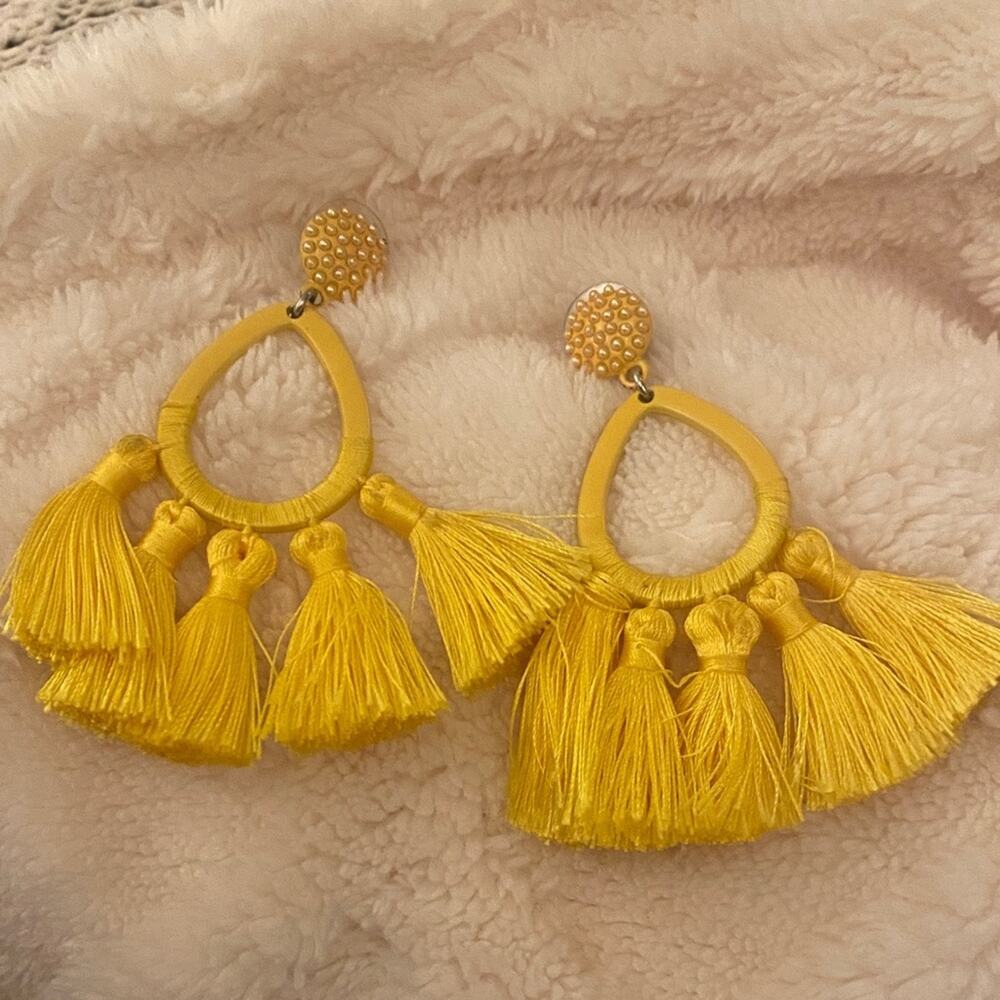 Yellow Tassel Earrings